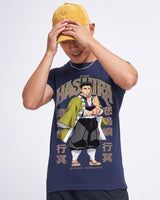Men's Navy Blue Stone Hashira Graphic Printed Tshirt