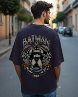 Men's Navy Blue the Dark Knight Graphic Printed Oversized Tshirt