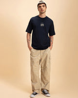 Men's Navy Blue the Dark Knight Graphic Printed Oversized Tshirt