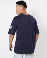 Men's Navy Blue Venom Graphic Printed Oversized Tshirt