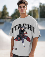 Men's Vapour Blue Itachi Akatsuki Graphic Printed Oversized Tshirt
