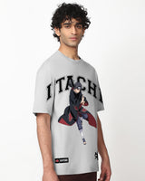 Men's Vapour Blue Itachi Akatsuki Graphic Printed Oversized Tshirt