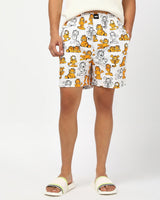 Men's White Garfield All Over Printed Lounge Wear Boxer