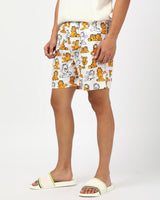Men's White Garfield All Over Printed Lounge Wear Boxer