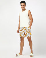 Men's White Garfield All Over Printed Lounge Wear Boxer