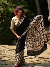 Women's Black Mulberry Silk Saree