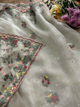 Women's Green Mul Cotton Saree