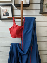 Women's Blue Cotton Saree