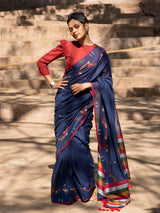 Women's Blue Handloom Cotton Saree