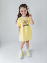 Girls Yellow Casual Printed Dress