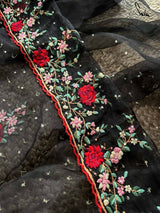 Women's Black Mul Cotton Saree