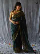 Women's Green Pure Cotton Saree