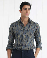 Men's Black Casual Regular Fit Printed Full Sleeves Shirt