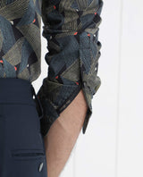 Men's Black Casual Regular Fit Printed Full Sleeves Shirt