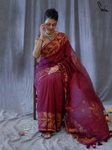 Women's Pink Pure Cotton Saree
