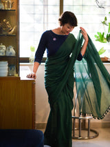 Women's Green Mul Cotton Saree