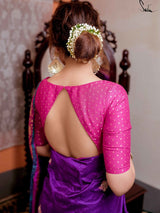 Women's Purple Silk Saree with Blouse Piece