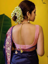 Women's Blue Silk Saree with Blouse Piece