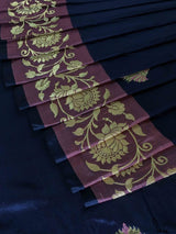 Women's Blue Silk Saree with Blouse Piece