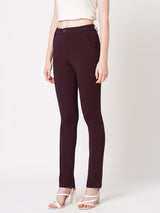 Women's Red Casual Slim Fit Jeggings
