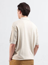 Men's Cream Casual Oversized Fit Solid Half Sleeves Tshirt