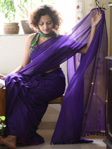 Women's Purple Mul Cotton Saree