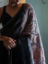 Women's Black Linen Saree