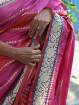 Women's Pink Silk Saree with Blouse Piece