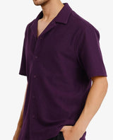 Men's Purple Casual Regular Fit Solid Half Sleeves Shirt