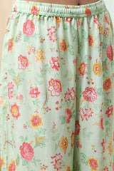 Women's Green Festive Three Quarter Sleeves Kurta Sets