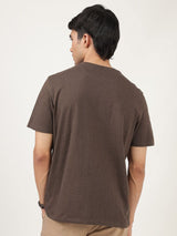 Men's Brown Casual Regular Fit Solid Half Sleeves Tshirt