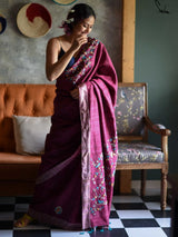 Women's Purple Silk Saree
