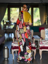 Women's Multicolor Mulberry Silk Saree with Blouse Piece