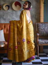 Women's Yellow Silk Saree