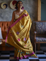 Women's Yellow Silk Saree