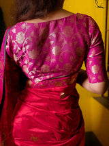 Women's Pink Silk Saree with Blouse Piece