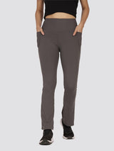 Women's Gray Sports Solid Pant