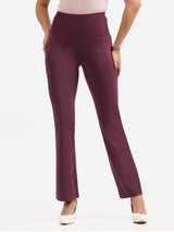 Women's Purple Solid Sports High Rise Pant - Tall
