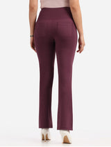 Women's Purple Solid Sports High Rise Pant - Tall