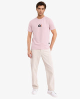Men's Pink Casual Regular Fit Printed Half Sleeves Tshirt