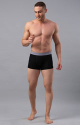Men's Black Grey Mid-Rise Solid Trunk