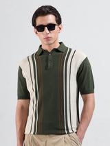 Men's Green Casual Slim Fit Solid Half Sleeves Tshirt