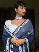 Women's Blue Cotton Saree