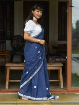 Women's Blue Cotton Saree
