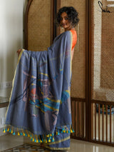 Women's Gray Cotton Saree