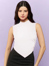 Women's White Casual Solid Sleeveless Top