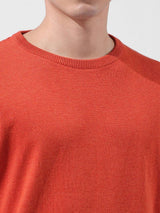 Men's Orange Casual Solid Half Sleeves Tshirt