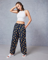 Women's Blue Casual Printed Pyjama