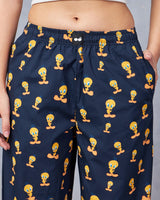 Women's Blue Casual Printed Pyjama