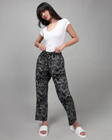 Women's Black Casual Printed Pyjama